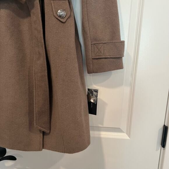 NWT Tahari Women's Phoebe Wool Pea Coat‎ Mink Grey Brown Size 14 - Picture 2 of 11